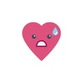 Tired heart face character emoji flat icon