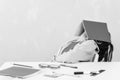 Tired schoolboy sitting at table. Learning difficulties, education concept Royalty Free Stock Photo