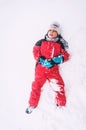 Tired kid in snow