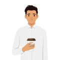 Tired looking man holding a takeaway coffee cup Royalty Free Stock Photo