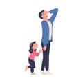 Tired Man Dad Exhausted with Noisy and Energetic Daughter Claiming Attention Vector Illustration