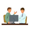 Tired mans working in office vector illustration. Office concept business people vector illustration flat design. Use in Web Proje