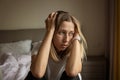 Tired Mother Suffering from experiencing postnatal depression. Health care mom motherhood stressful. Stay home during Royalty Free Stock Photo