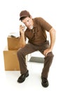 Tired Mover or Delivery Man Royalty Free Stock Photo