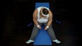 Tired obese male resting after dumbbells exercise, ineffective training program