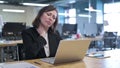 Tired Old Businesswoman having Neck Pain at Work Royalty Free Stock Photo