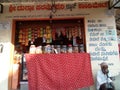 Indian old aged had tea at a small tea shop