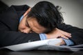 Tired overworked businessman sleeps Royalty Free Stock Photo