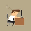 Tired overworked businessman sleeps on desk Royalty Free Stock Photo