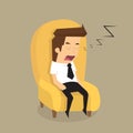 Tired overworked businessman sleeps on sofa Royalty Free Stock Photo