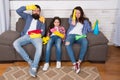Tired parents and kid. Cleaning all day exhausting occupation. Exhausting cleaning day. Family mom dad and daughter with Royalty Free Stock Photo