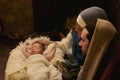 Tired parents live nativity scene Royalty Free Stock Photo