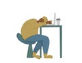 Tired person sitting and sleeping. Vector design