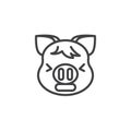 Tired piggy face emoji line icon