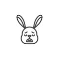 Tired rabbit face emoticon line icon