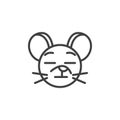 Tired rat emoticon line icon Royalty Free Stock Photo