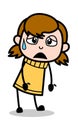 Tired - Retro Cartoon Girl Teen Vector Illustration