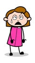 Tired - Retro Office Girl Employee Cartoon Vector Illustration
