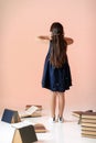 Cute little girl is reading a book. Royalty Free Stock Photo