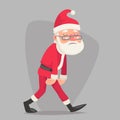 Tired Sad Weary Santa Claus Vintage Walk Character Icon Retro Christmas Cartoon Design Vector Illustration