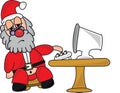 Tired Santa Claus at his Computer