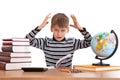 Tired schoolboy Royalty Free Stock Photo