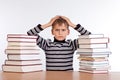 Tired schoolboy Royalty Free Stock Photo