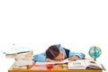 Tired schoolgirl sleeping on books Royalty Free Stock Photo