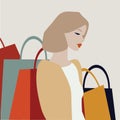 Tired Shopper with Shopping Bags Resting Illustration