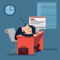 Tired Sleeping Businessman at Work Royalty Free Stock Photo