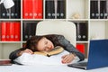 Tired sleeping young woman. Royalty Free Stock Photo