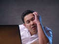 Tired Sleepy Asian Businessman Having Overworked Royalty Free Stock Photo