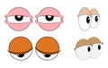 Tired, sleepy eyes set for comic book character vector design is