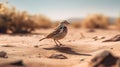 Tired Sparrow: A Multilayered Soft-focus Bird In The Desert