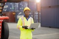 Tired stress exhausted worker sweat in hot day in summer working outdoor in port shipping contrainer yard, Black African race Royalty Free Stock Photo