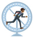 Tired Stressed Business Man Running Hamster Wheel Royalty Free Stock Photo