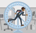 Tired Stressed Business Man Running Hamster Wheel Royalty Free Stock Photo