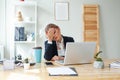 Tired stressed businesswoman feeling strong headache exhausted from overwork Royalty Free Stock Photo