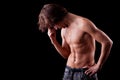 A tired and sweat young man in topless Royalty Free Stock Photo
