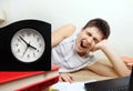 Tired Teenager doing Homework Royalty Free Stock Photo