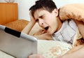 Tired Teenager with Tablet Computer Royalty Free Stock Photo