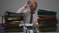 Tired and Thirsted Businessman Drinking Fresh Water in Accounting Office