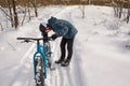 Tired Winter Cyclist Royalty Free Stock Photo