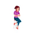 tired woman waiting food order in restaurant cartoon vector Royalty Free Stock Photo