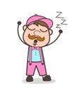 Tired Worker Going to Sleep Vector Concept
