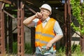 Tired worker yawning Royalty Free Stock Photo