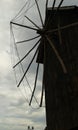 The century-old mill slumbering in the evening twilight