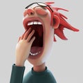 Tired yawning woman 3D illustration