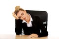 Tired young beautiful blonde businesswoman Royalty Free Stock Photo