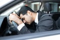 Young Businessman Sleeping In Car Royalty Free Stock Photo